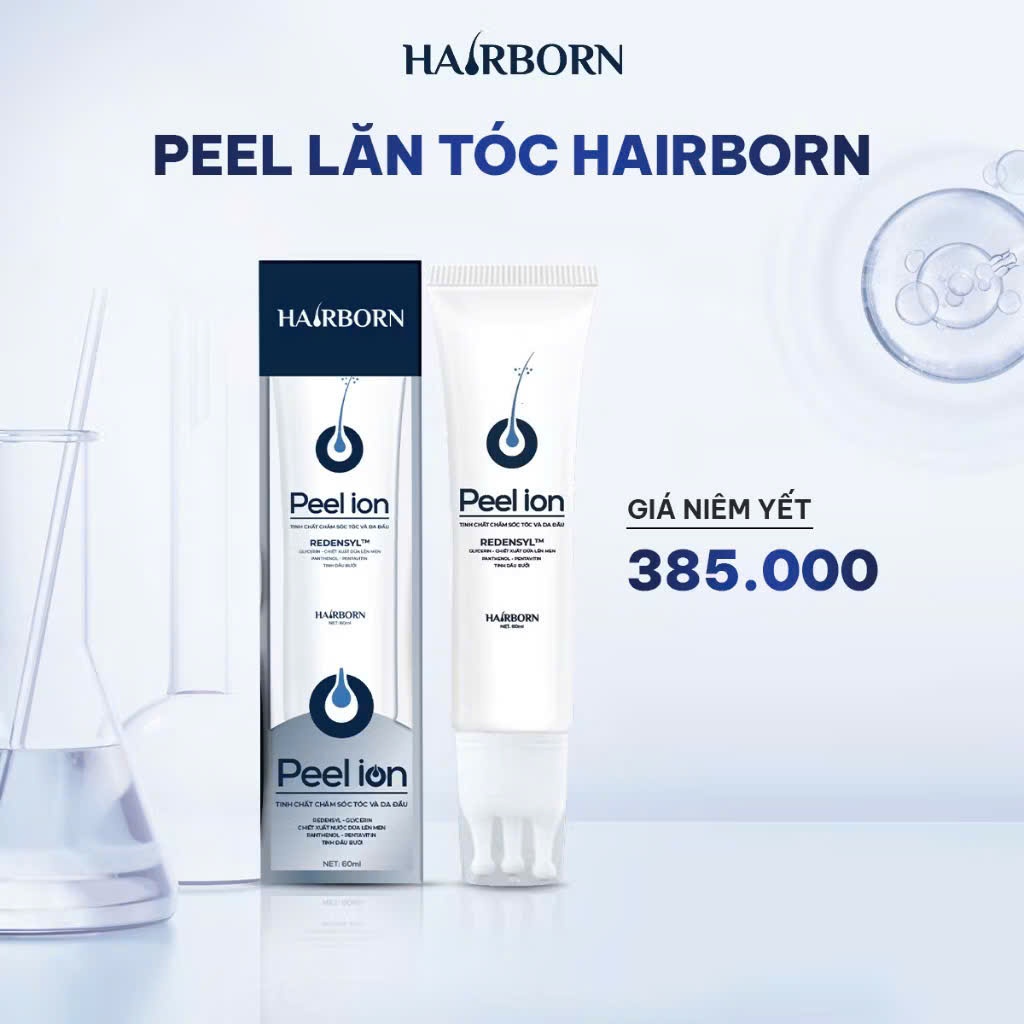 Lăn Mọc Tóc Mocha Hairborn , Tinh Chất Mọc Tóc Công Nghệ Ion Nano 2 chiều , Peel Ion Hairborn 60ml