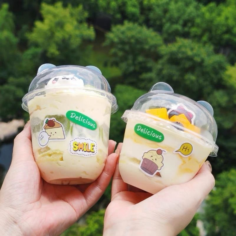 [ Lốc 50 ] Ly + nắp tai gấu