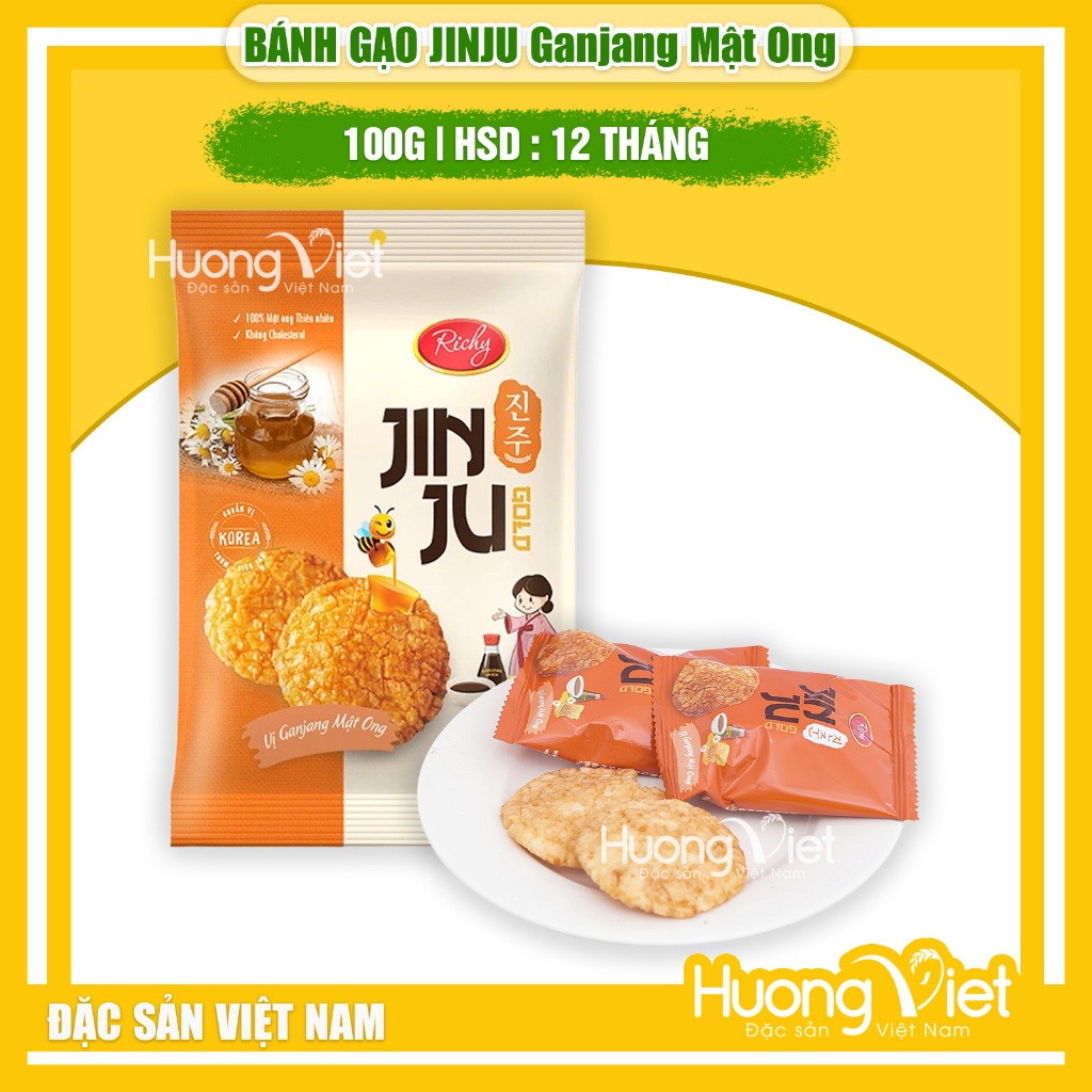 Bánh gạo JINJU Mật Ong túi 100g | Snack Hàn Quốc thơm ngon