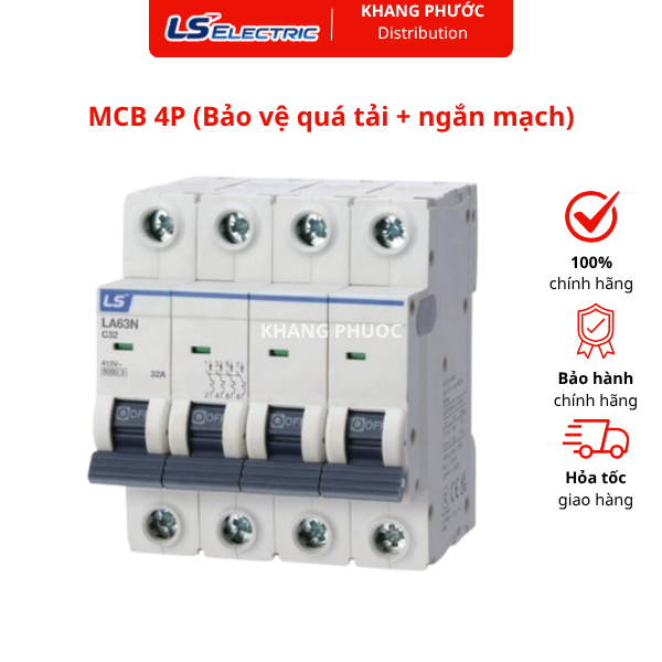 MCB 4P CB tép cầu dao 3 pha 6A 10A 16A 20A 25A 32A 40A 50A 63 6kA LS BKJ63N 3P Áp tô mát tép át tép 