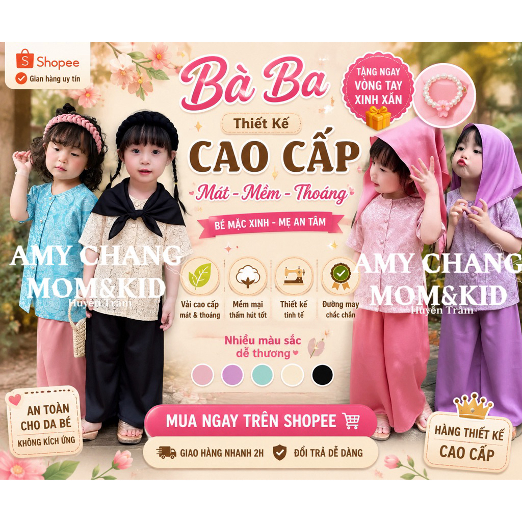 ✨Hỏa Tốc đơn cần gấp – chat shop hỗ trợ”✨Bà ba bé gái cao cấp mát hoạ tiết bông nhí dễ thương