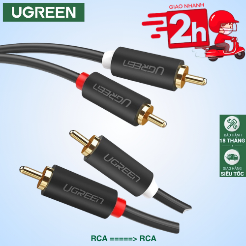 Cáp Audio 2 Đầu Rca Ugreen 2 Cổng Hoa Sen Chất Liệu Bền Dẻo