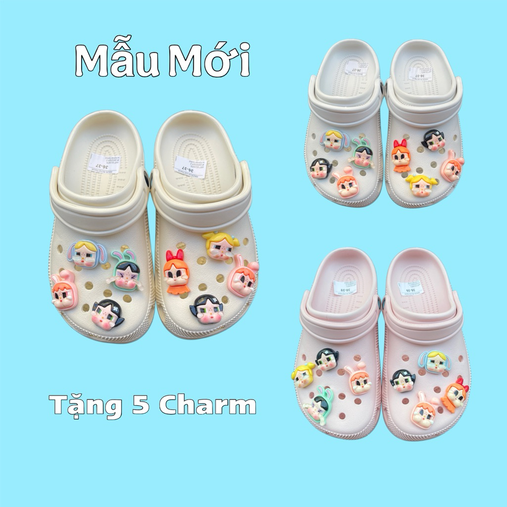 [ BABY CRY ] Dép Sục Quai Hậu Đế Thấp Kèm Charm Baby Cry Siêu Xinh