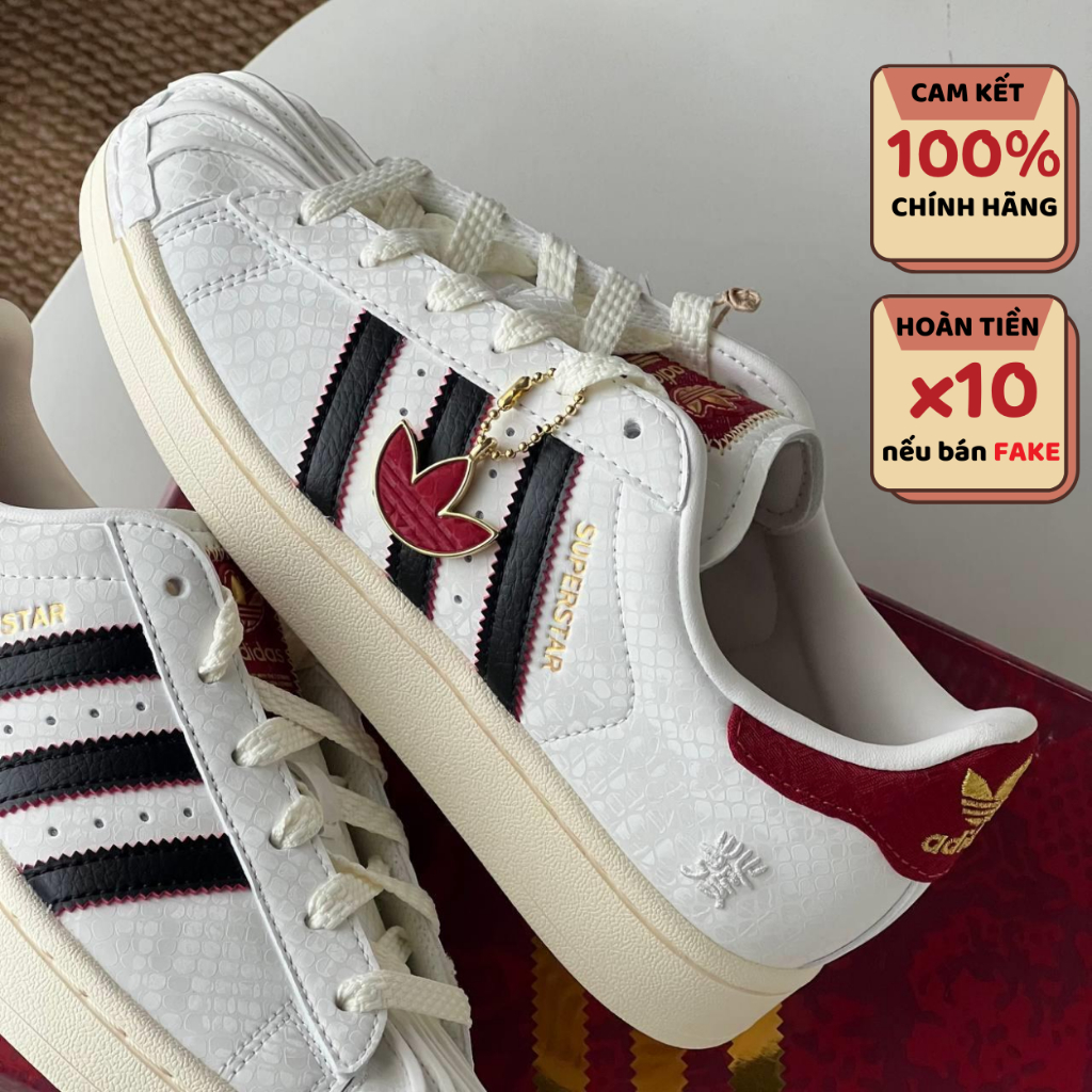 [NHẬP CHÍNH HÃNG] Giày ADIDAS SUPERSTAR II Year Of The Snake Cloud White / Red JR8036 New Full Box T