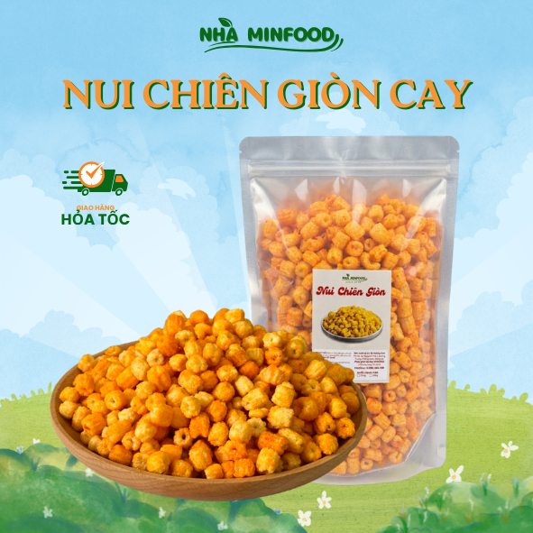 Nui Chiên Giòn Bơ Mắm Tỏi Giòn Cay 500g - Nhà Min Food