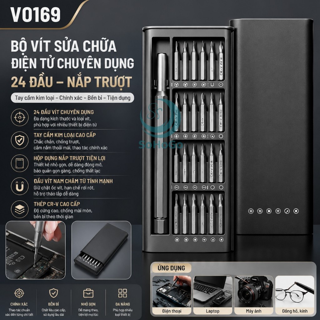Bộ Tua Vít Đa Năng 24 Đầu Cao Cấp -Bộ Vít Sửa Chữa Điện Tử Chuyên Dụng -Bộ Tua Vít Mini 24 in 1
