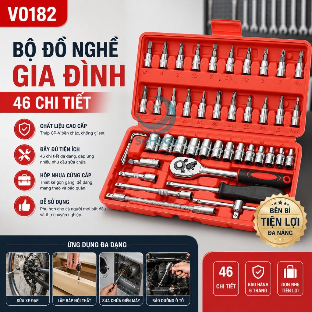 Bộ Dụng Cụ Sửa Chữa 46 Chi Tiết Mini -Bộ Tuýp Sửa Chữa Đa Năng 46 Món -Bộ Đồ Nghề Gia Đình 46 Chi Ti