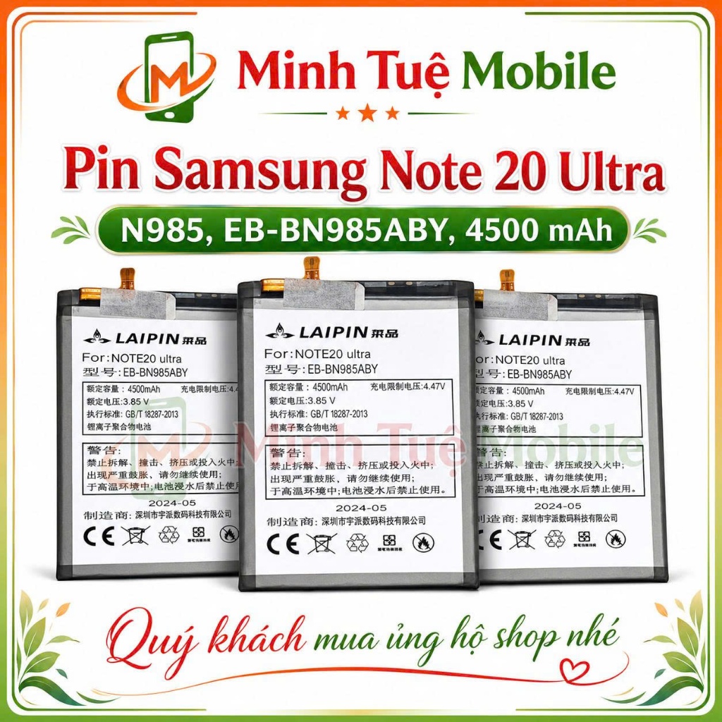 Pin samsung note 20 ultra EB-BN985ABY laipin mới