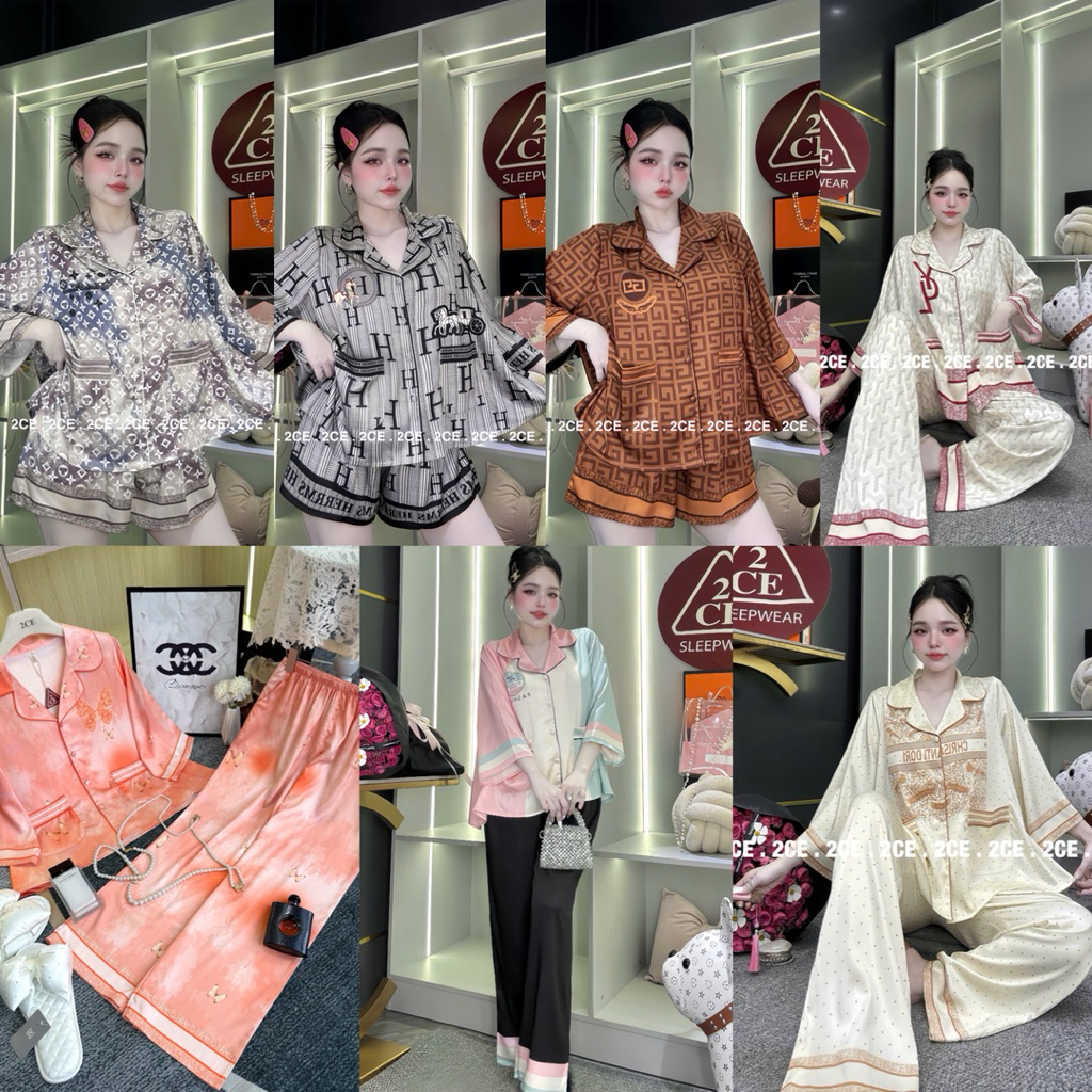 (M71) (45-63ky) ĐỒ BỘ  2CE lụa, Pyjama Tay Lỡ Fom Áo Rộng Tiểu Thư