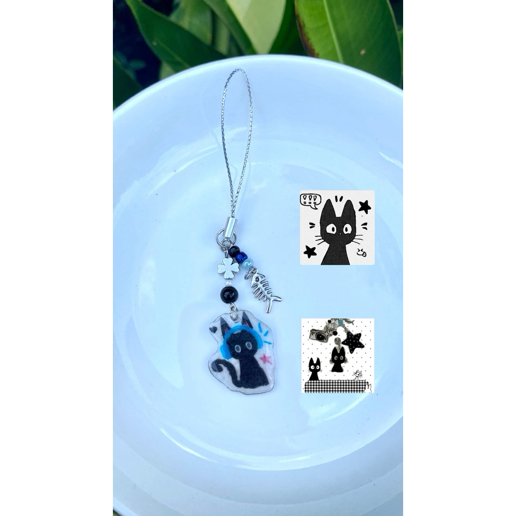Dây treo, móc khoá điện thoại, máy ảnh mèo đen Jiji | Ghibli| Phone strap| Handmade