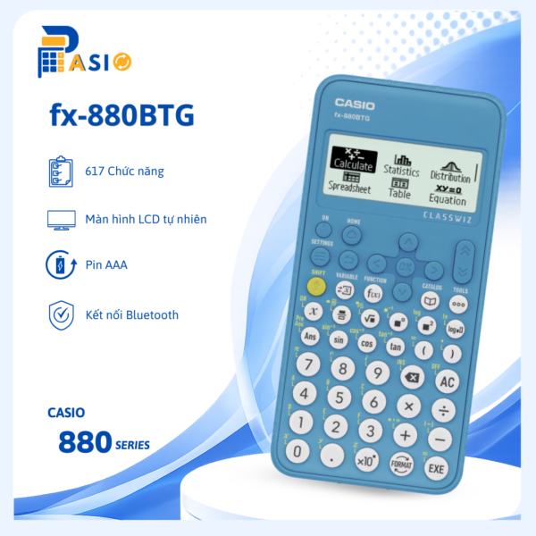 Máy Tính Casio FX-880BTG Blue Premium Chính Hãng - Máy Tính Casio Cũ Đã Kiểm Tra - Bảo Hành Pasio