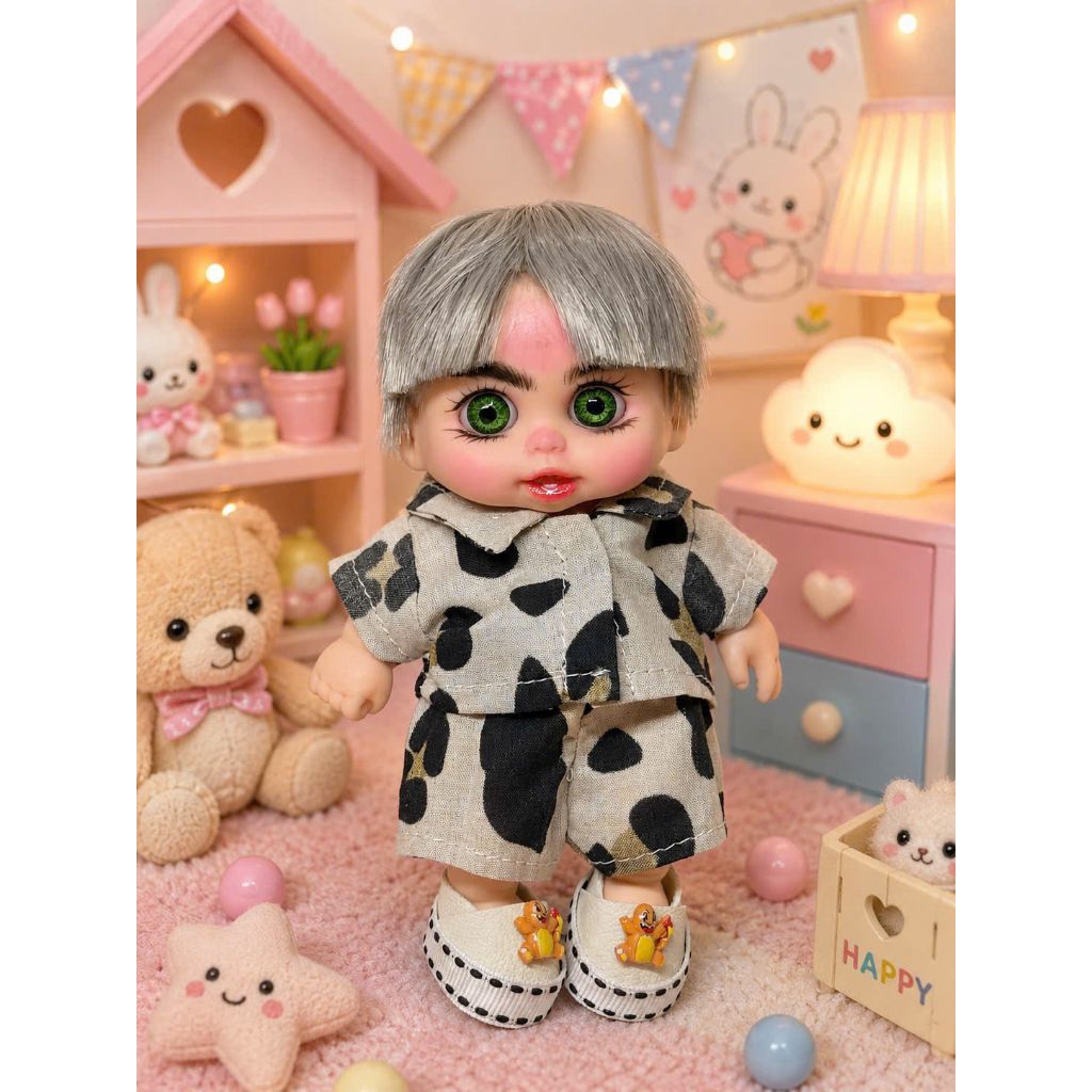 Doll 5inch trai tóc nấm rẽ mái