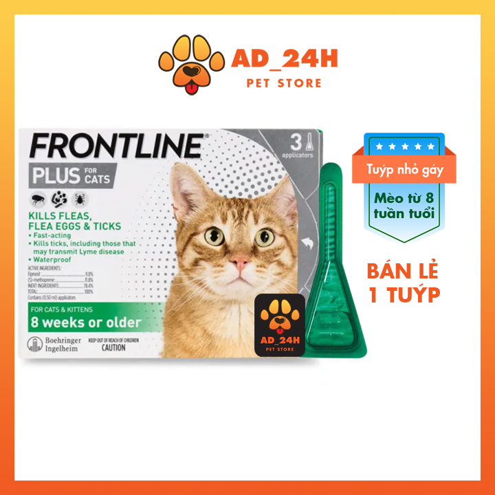 1 ống Frontline Plus Cats_nhỏ gáy mèo tránh ve rận