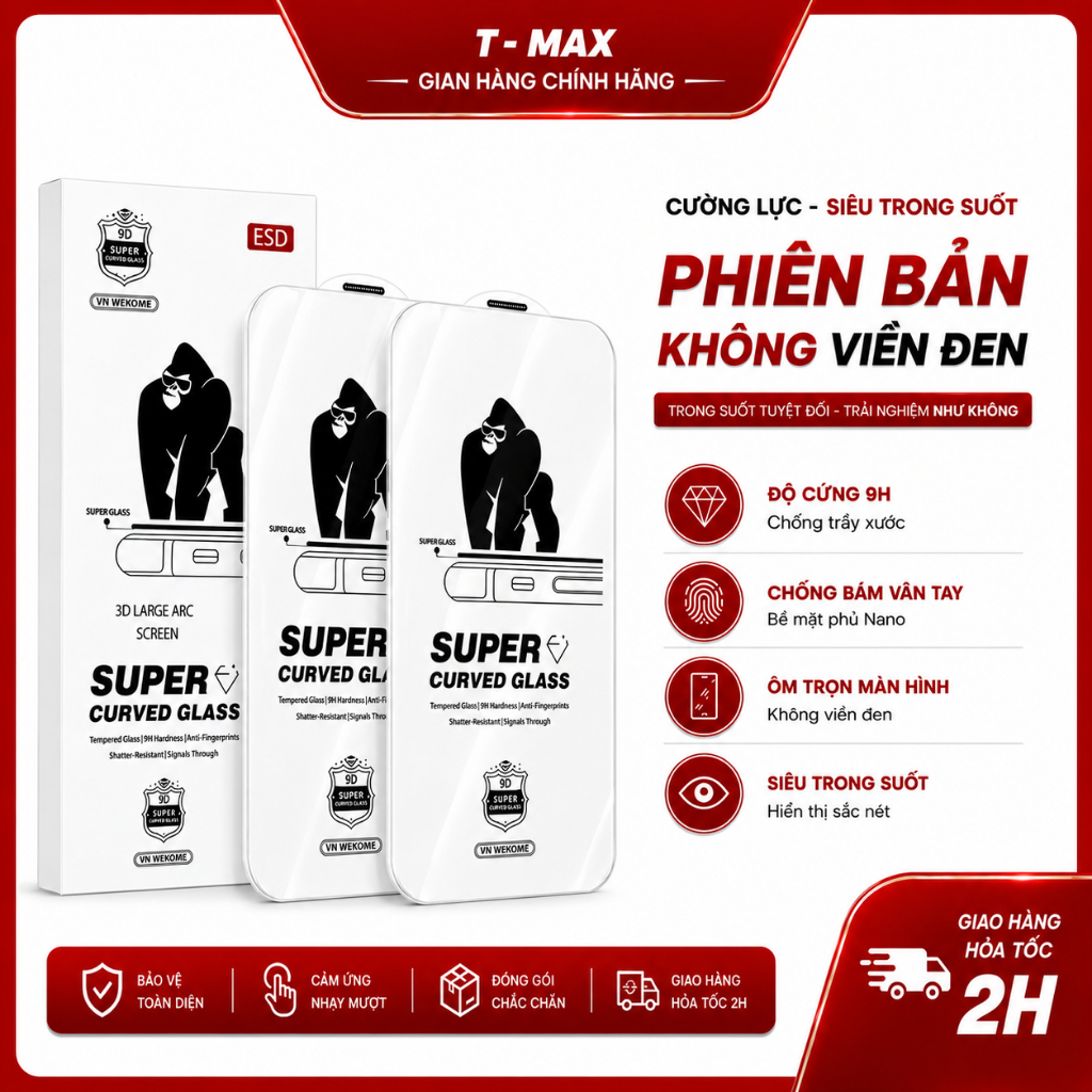 Kính Cường Lực Iphone KK 4D Không Viền Trong Suốt Full Màn Cho Iphone X đến 17 Promax