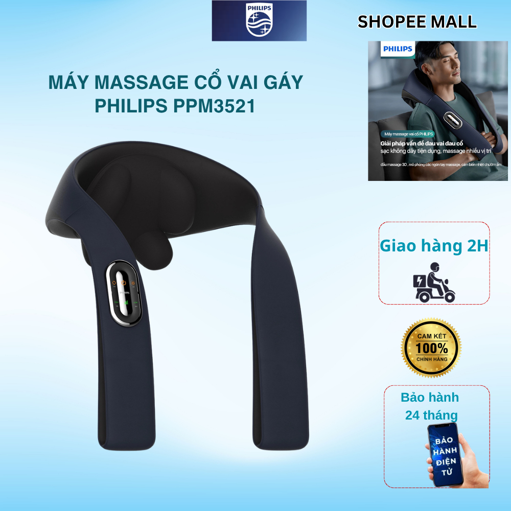 Máy Massage Cổ Vai Gáy PHILIPS 3521-sạc không dây tiện dụng, massage nhiều vị trí_BẢO HÀNH 12 THÁNG