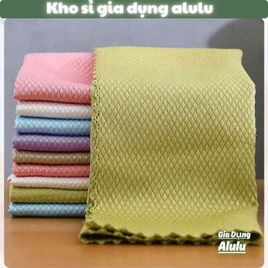 Set 5 Khăn Lau Bếp Đa Năng Microfiber Parroti, Khăn Lau Kính Xe Ô Tô Siêu Thấm Hút Không Bụi Vải, Kh