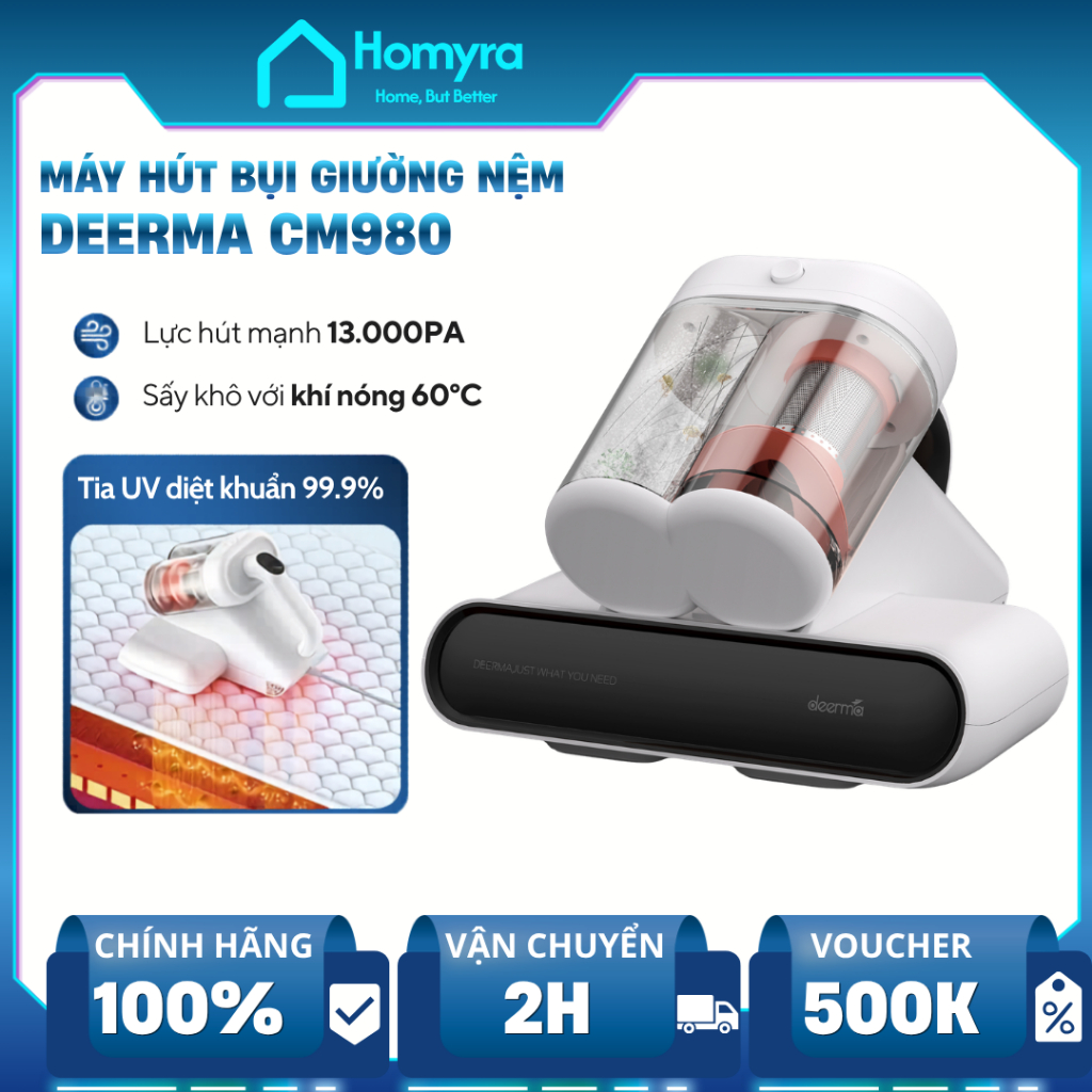 Máy Hút Bụi Đệm Deerma CM980, UV Diệt Khuẩn, 13000Pa, Lọc Kép, Vỗ Rung