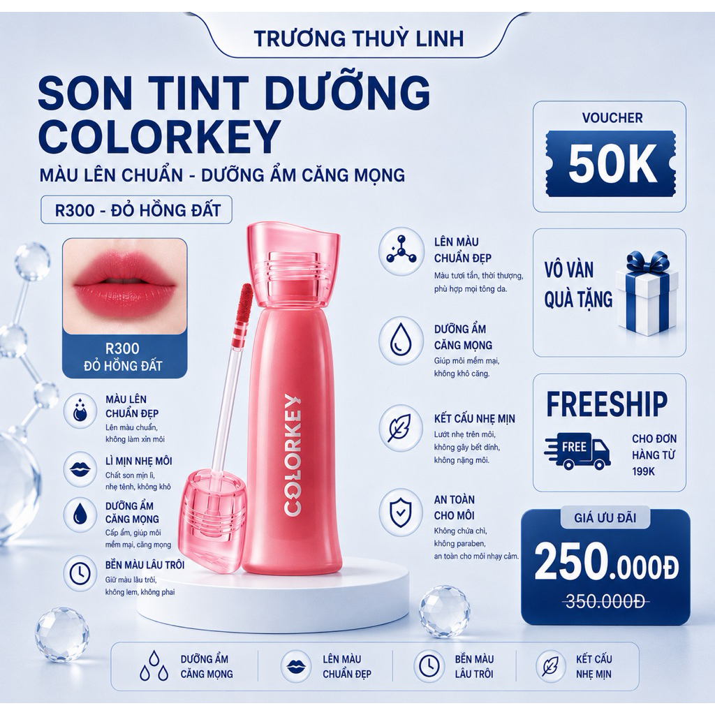 Son tint colorkey - R300 Đỏ hồng đất