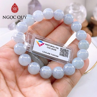 Vòng tay cẩm thạch A - Vòng phỉ thúy type A màu lam tím nếp hóa keo già hạt 10mm - Ngọc Quý