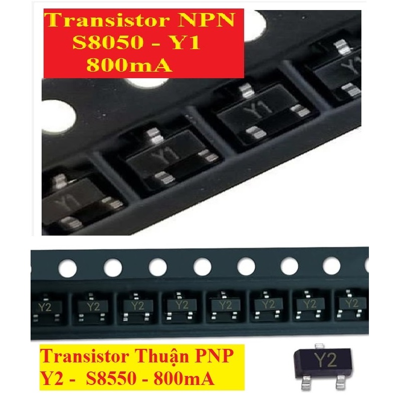 Transistor  SMD - S8050 (Y1-NPN) - S8550 (Y2-PNP) - 800mA