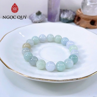 Vòng tay cẩm thạch A - Vòng phỉ thúy type A màu đa bảo hạt 10mm chất nếp mịn - nếp hóa keo - Ngọc Quý