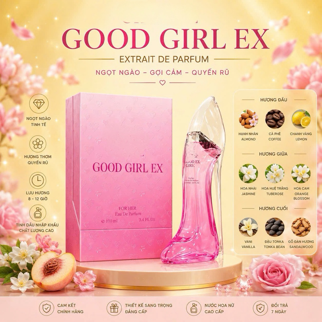 Nước hoa chiếc guốc hồng tím mới 100ml Love Girl - Good girl Ex