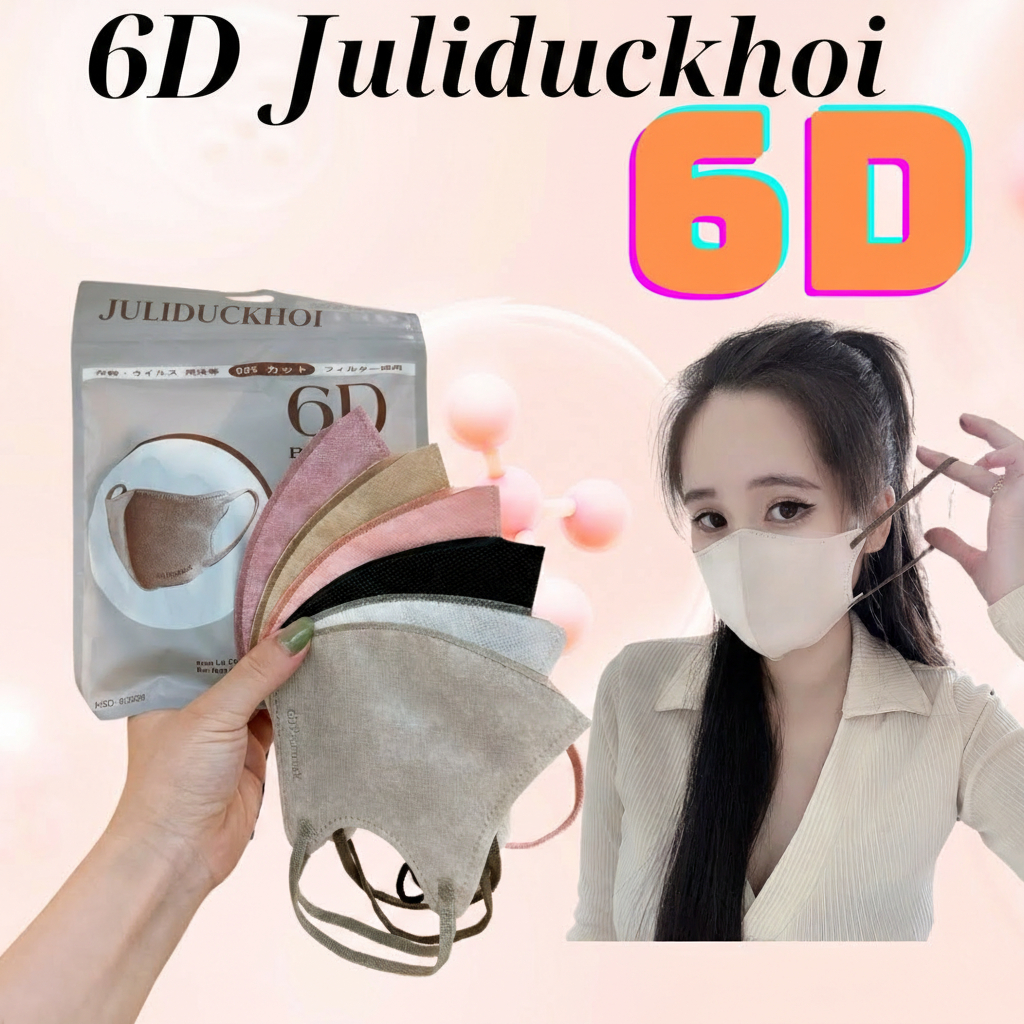 Khẩu trang 6D JULIDUCKHOI 3 lớp kháng khuẩn mẫu thời trang hottrend