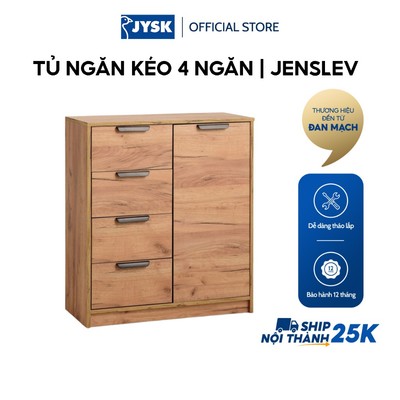 Tủ ngăn kéo 4 ngăn | JYSK JENSLEV | gỗ công nghiệp | màu sồi | R79xS36xC89cm