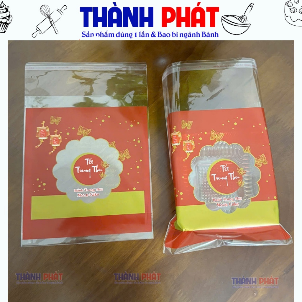 100 Khay 11 lớn đựng bánh trung thu 250g - 300g - túi dán miệng màu đỏ đựng bánh trung thu rau câu 2