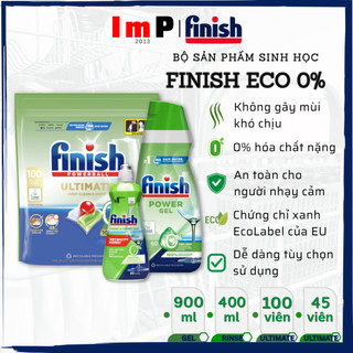 Viên rửa bát Finish Eco 0% Ultimate - All in 1 hoặc Gel rửa bát hữu cơ Finish All in 1