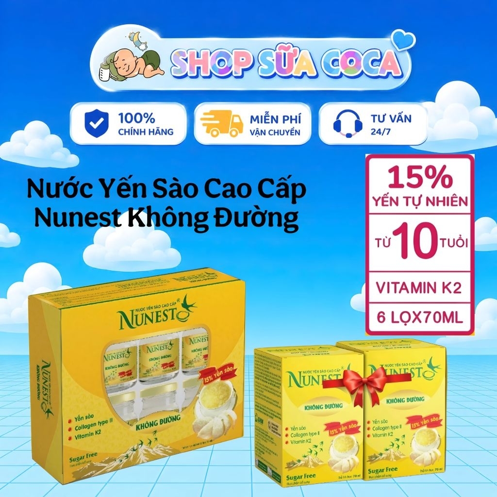 Yến Sào  Cao Cấp Nunest Gold Không Đường 15% yến tự nhiên