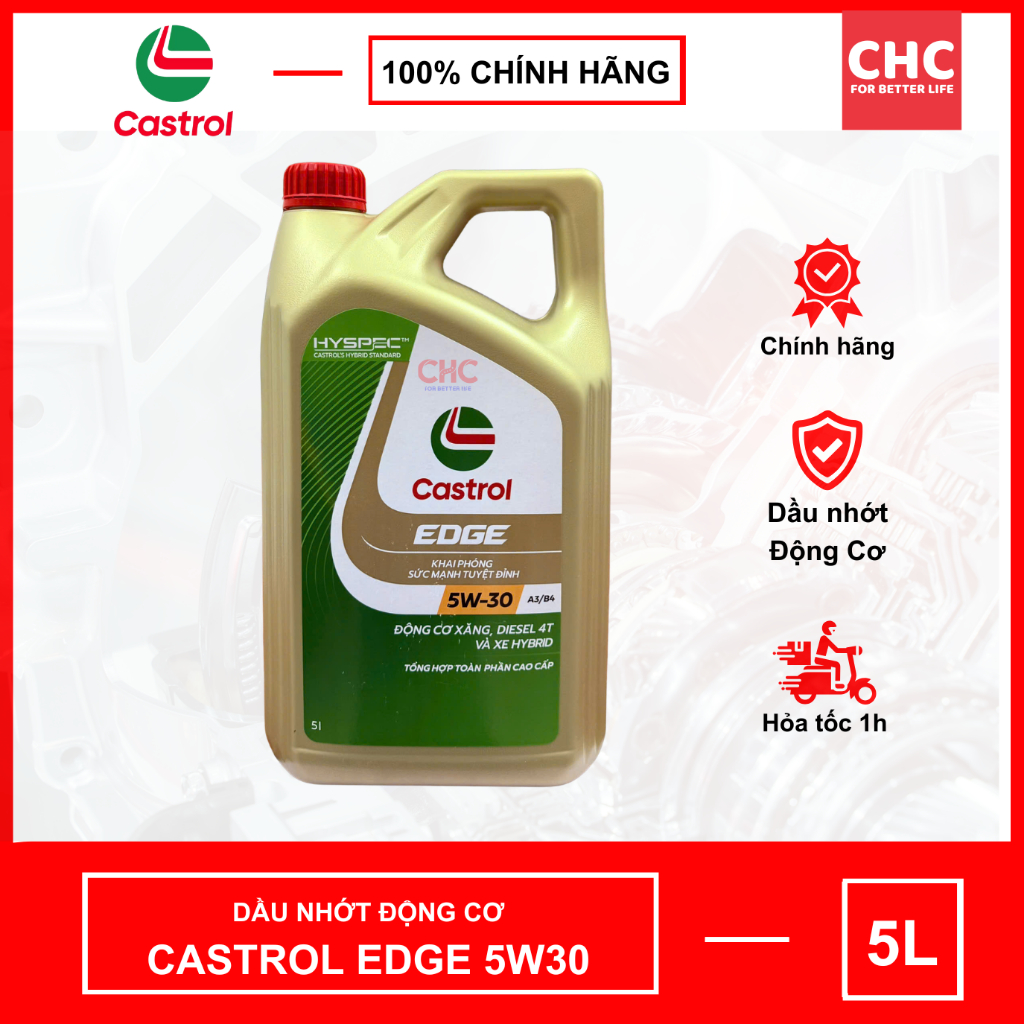 Dầu nhớt Castrol EDGE 5W30 cao cấp, dầu nhớt dành cho xe sang, dầu castrol xịn can 5 Lít (Chính hãng
