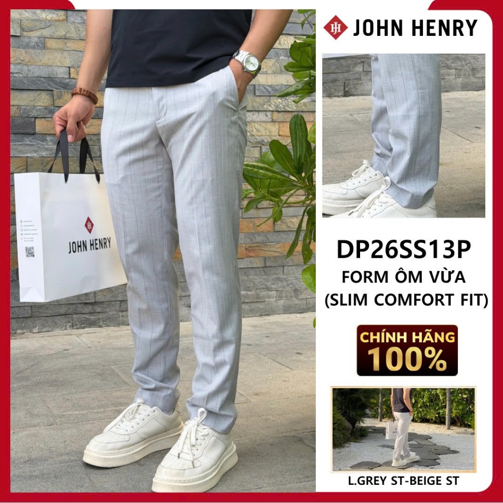 JOHN HENRY Quần Tây Nam DP26SS13P-NMSC Form Ôm Vừa Slim Comforfit Thoải Mái Hàng Ngày