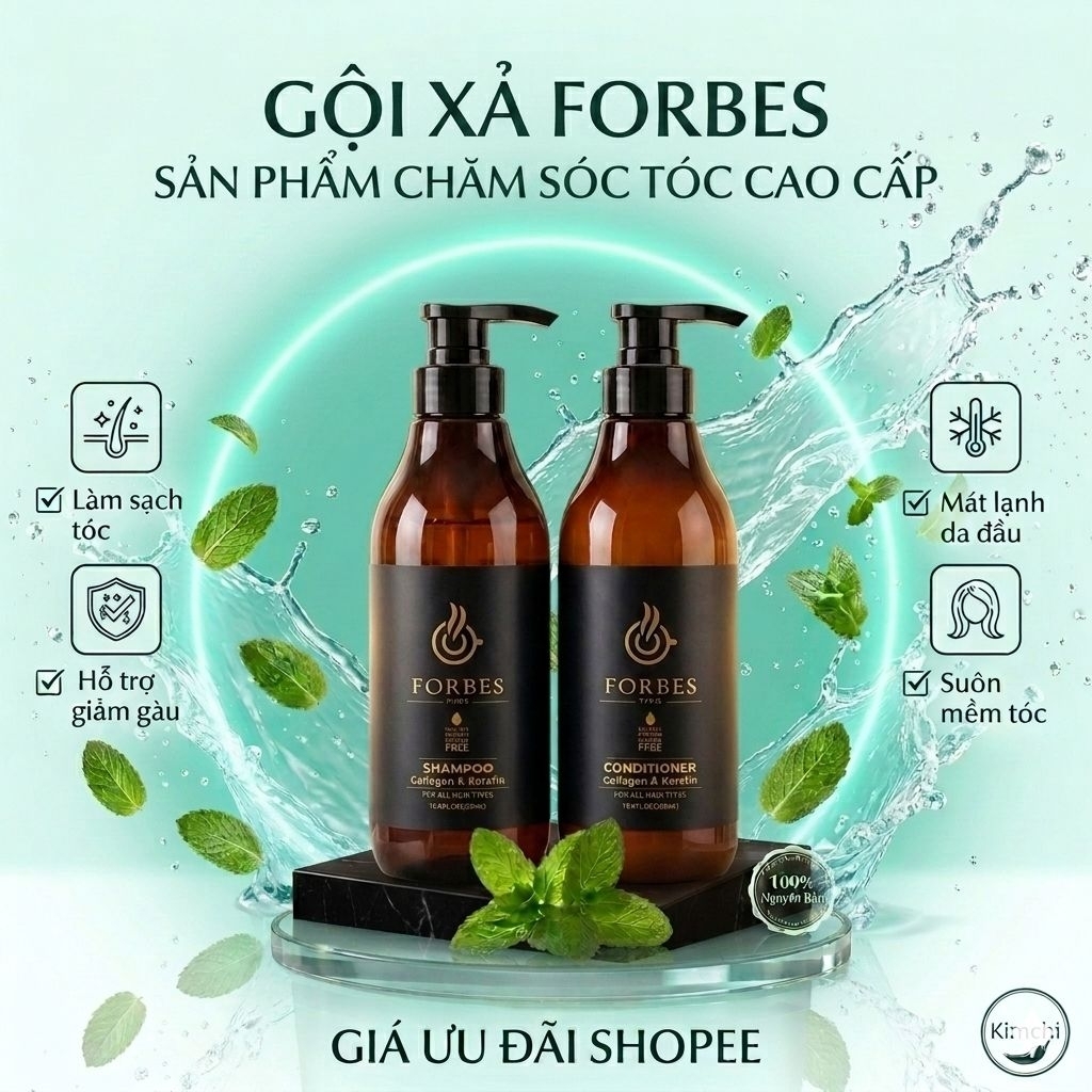Bộ Dầu Gội Xả FORBES Paris Collagen Keratin Cao Cấp - Giảm Khô Xơ, Dưỡng Tóc Bóng Mượt