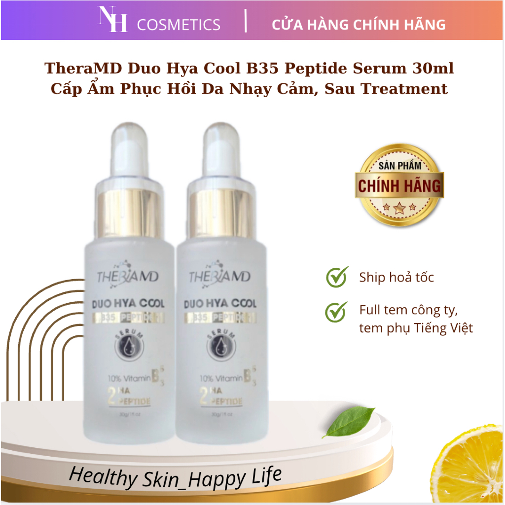 [TEM CTY] Dưỡng Ẩm TheraMD Duo Hya Cool B35 Peptide Serum HA B5 B3 Phục Hồi Da Nhạy Cảm, Sau Treatme