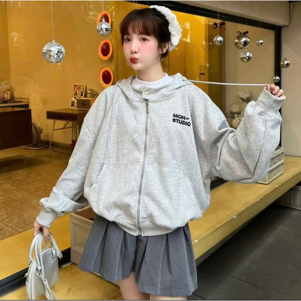 Áo Khoác Nỉ Bông In Dập Nổi MON STUDIO