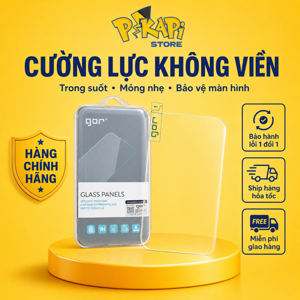 Kính cường lực dành cho iPhone không viền GOR: chống xước chống va đập, siêu…