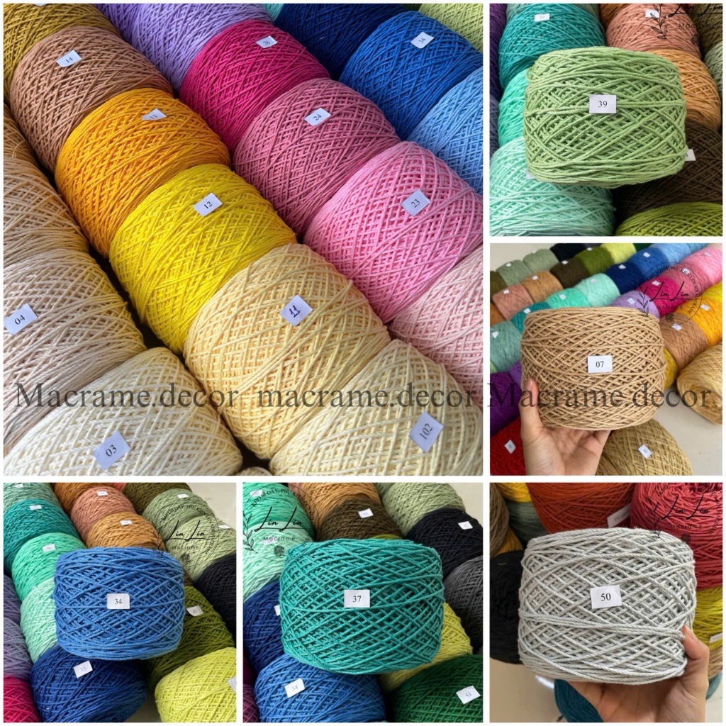 Cuộn 200gr dây cotton macrame 2mm - bảng 2