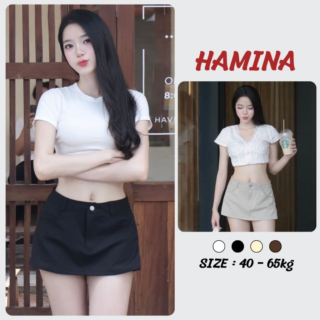 Quần Giả Váy Kaki Dáng Ngắn Có Lót Sexy, Chân Váy Lót Quần Tà Váy Ngoài Cá Tính Hamina 565