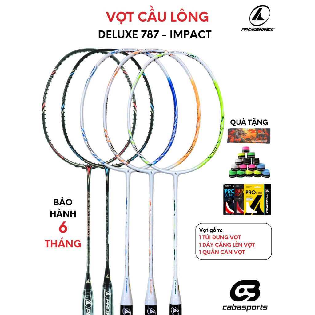[HỎA TỐC HCM] Vợt cầu lông ProKennex Carbon Pro 787 Deluxe, ProKennex Impact New Carbon Căng 10.5kg