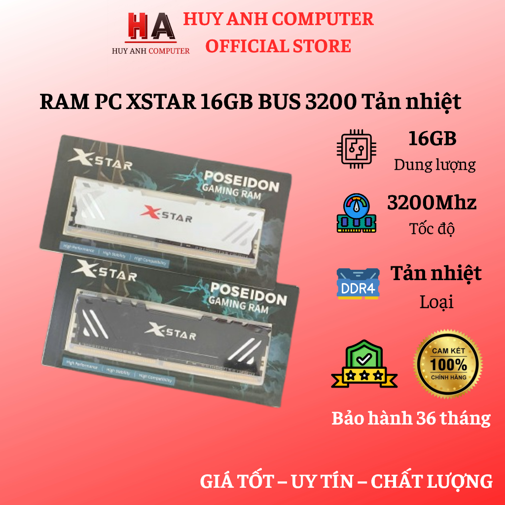 Ram XSTAR tản nhiệt 16GB DDR4 3200Mhz - Mới 100% Fullbox BẢO HÀNH 36 tháng - Hàng chính hãng
