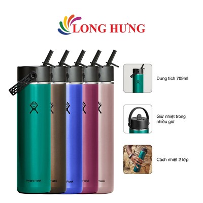 Bình giữ nhiệt Hydro Flask Lightweight Wide Flex Straw Cap 24 OZ/709ml - Hàng chính hãng