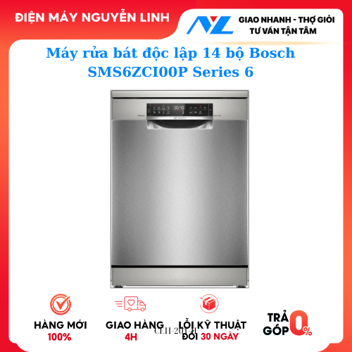 Máy rửa bát độc lập 14 bộ Bosch SMS6ZCI00P Series 6
