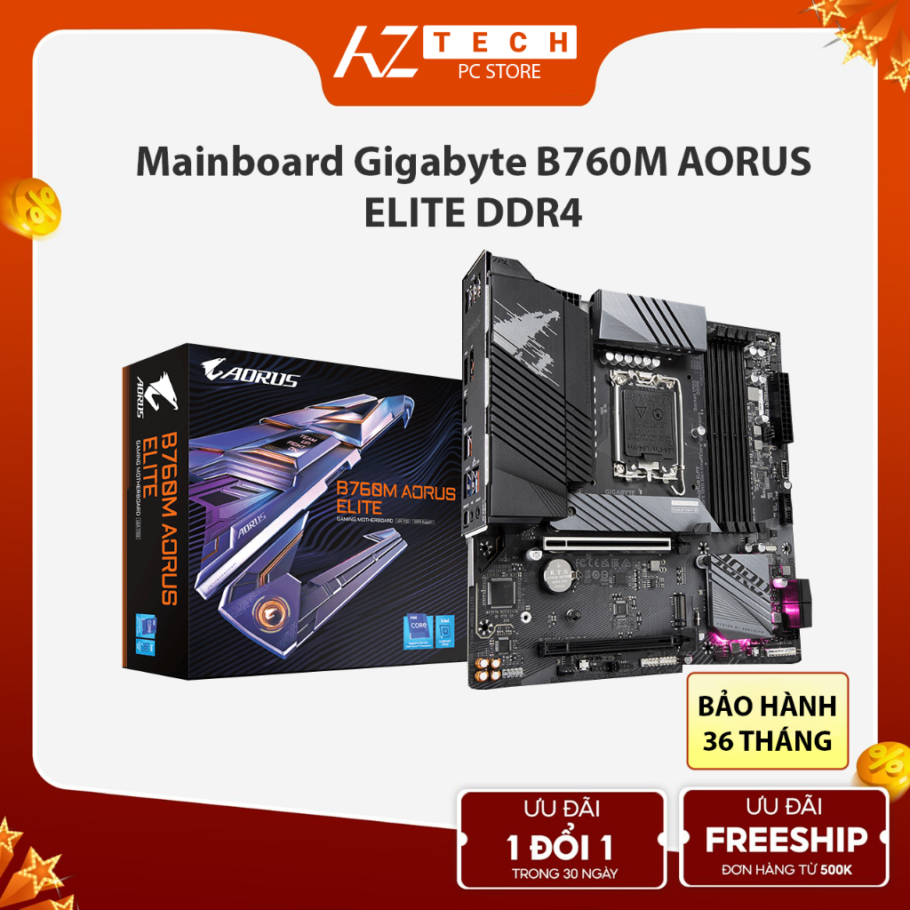 Mainboard Gigabyte B760M AORUS ELITE DDR4 Bảo Hành 36 Tháng (Full VAT)