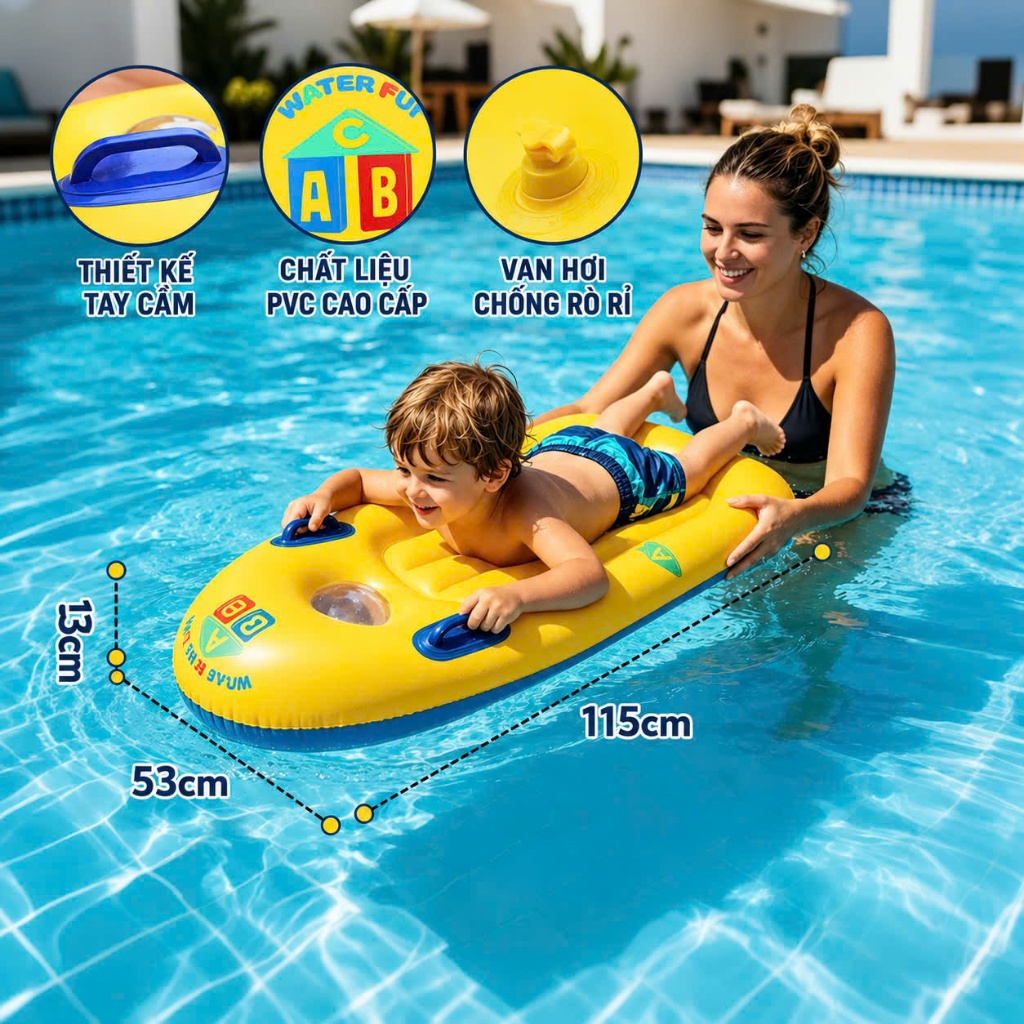 Phao lướt sóng bơm hơi cho trẻ em có tay cầm ACB mã FBG-69- Ván phao bơi ACB