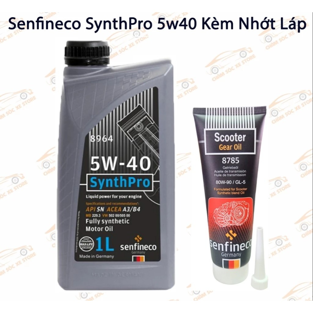[Top Value] Nhớt Full Tổng Hợp Cao Cấp Senfineco SynthPro 5W30 và 5W40 Kèm Nhớt Láp Senfineco 120ml