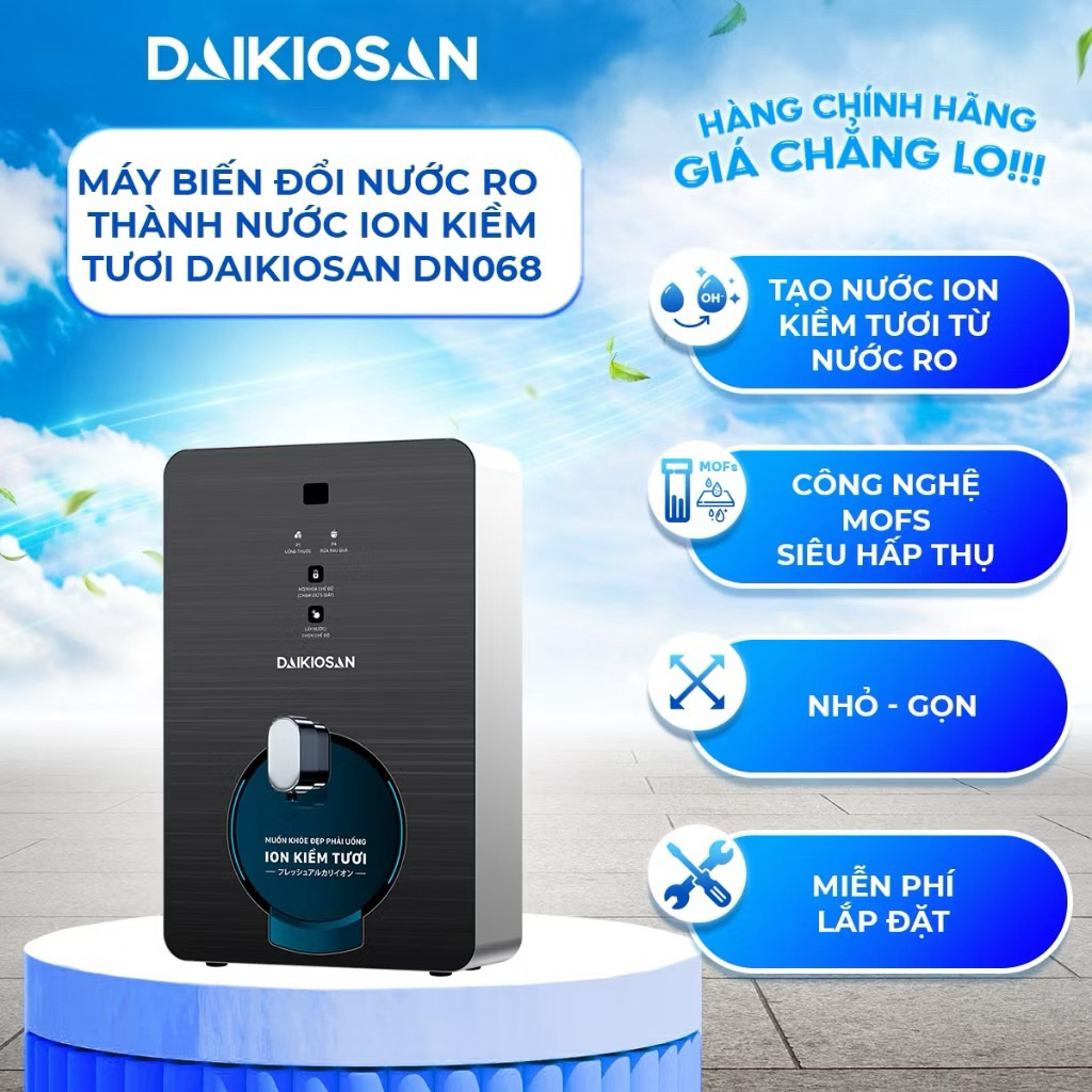 Máy Biến Đổi Nước RO Thành Nước Ion Kiềm Tươi Daikiosan DN068 Chính Hãng