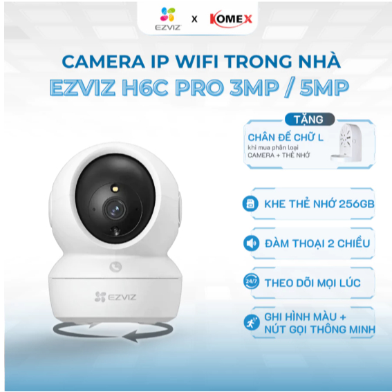 Camera Wifi Trong Nhà EZVIZ H6C 3MP 5MP Độ Phân Giải 2K 3K 4K, Đàm Thoại 2 Chiều, Quay Quét 360 Độ