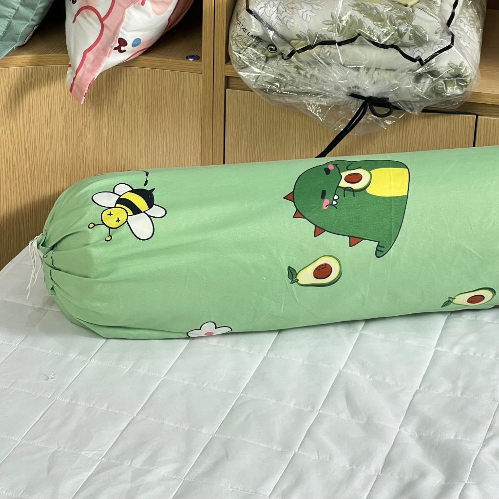 Vỏ gối ôm cotton poly có dây buộc kích thước 35x100cm