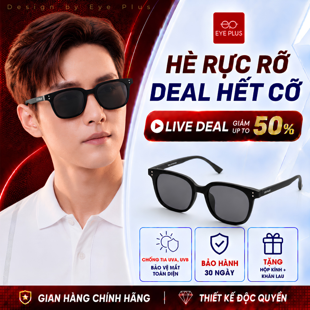 Kính Râm Phân Cực Nam Nữ ES2505 EyePLus Dáng GM Gọng Nhựa Dẻo TR90 Kiểu Dáng Thời Trang Phong Cách